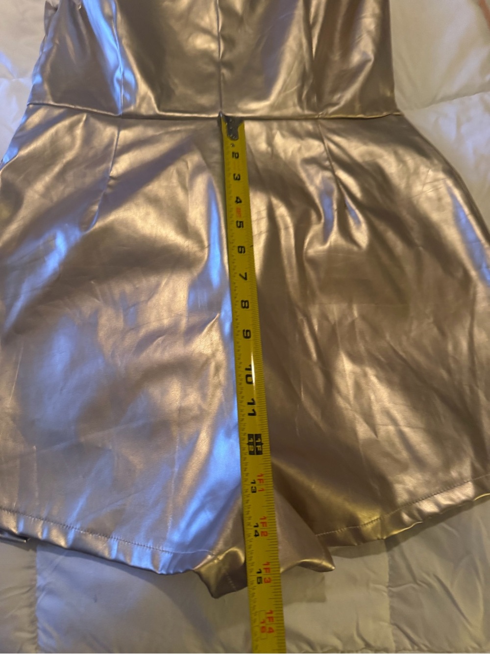 Gold One-Shoulder Metallic Romper - Picture 8 of 10